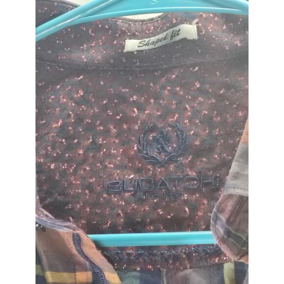 Bugatchi Uomo Shaped Fit Plaid Dress Shirt Men’s L Long Sleeve Multicolor - Picture 2 of 6